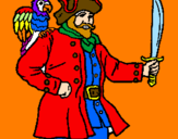 Disegno Pirata con il pappagallo  pitturato su Jiuliet 
