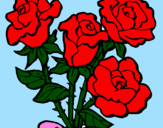 Disegno Mazzo di rose  pitturato su trylliu17