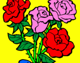 Disegno Mazzo di rose  pitturato su anna