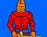 Disegno Cavaliere con una mazza  pitturato su tommaso