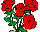 Disegno Mazzo di rose  pitturato su aurora  blanc 6 anni