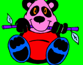 Disegno Orso panda  pitturato su titti