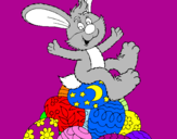 Disegno Coniglio di Pasqua pitturato su Luna Rossana
