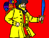 Disegno Pirata con il pappagallo  pitturato su ricki