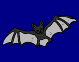 Disegno Pipistrello in volo  pitturato su fabio