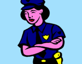 Disegno Poliziotta  pitturato su rossella 