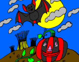 Disegno Halloween paesaggio pitturato su FILIPPO