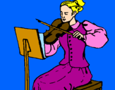 Disegno Dama violinista  pitturato su violinista
