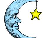 Disegno Luna e stelle  pitturato su ELEONORA
