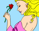 Disegno Principessa con una rosa pitturato su vv