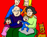 Disegno Famiglia pitturato su gabriele 1