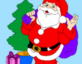 Disegno Babbo Natale con lalbero di Natale pitturato su erica