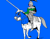 Disegno Cavallerizzo a cavallo  pitturato su federico