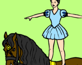 Disegno Trapezista in groppa al cavallo pitturato su Stella