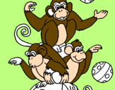 Disegno Scimmie giocoliere pitturato su alessandra pia