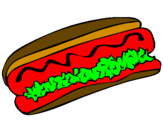 Disegno Hot dog pitturato su maurizio