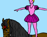Disegno Trapezista in groppa al cavallo pitturato su titty