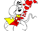 Disegno Topo innamorato  pitturato su valentina