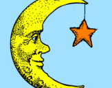 Disegno Luna e stelle  pitturato su Martina chiara emi