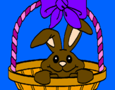 Disegno Coniglietto nella cesta  pitturato su CHIARA 