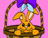 Disegno Coniglietto nella cesta  pitturato su GIORGIA