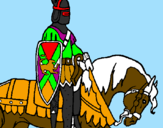 Disegno Cavaliere a cavallo pitturato su raffaele