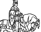 Disegno Cavaliere a cavallo pitturato su CARLO