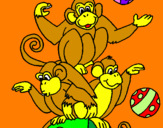 Disegno Scimmie giocoliere pitturato su °°Ary°°