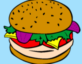 Disegno Hamburger completo  pitturato su mimmy