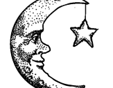 Disegno Luna e stelle  pitturato su bn hjm