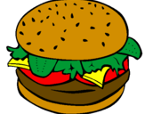 Disegno Hamburger completo  pitturato su feris