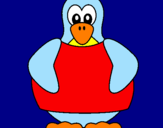 Disegno Pinguino pitturato su Ambra