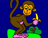 Disegno Scimmietta  pitturato su elisa