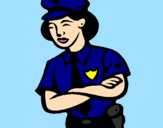 Disegno Poliziotta  pitturato su chiara
