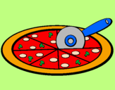 Disegno Pizza pitturato su sam