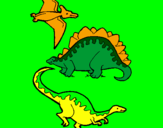 Disegno Tre specie di dinosauri  pitturato su Federico