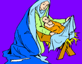 Disegno Nascita di Gesù Bambino pitturato su maria