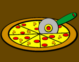 Disegno Pizza pitturato su samuel