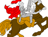 Disegno Cavaliere a cavallo pitturato su sheila e rubens