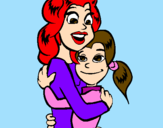 Disegno Madre e figlia abbracciate pitturato su federica moccia