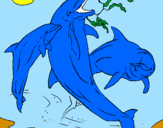 Disegno Delfini che giocano  pitturato su valery!