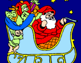 Disegno Babbo Natale alla guida della sua slitta pitturato su sommese loriana