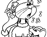 Disegno Gatto e topolino di Natale pitturato su Arianna