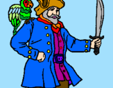 Disegno Pirata con il pappagallo  pitturato su davidix