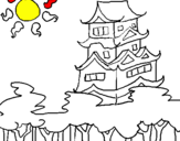 Disegno Casa giapponese  pitturato su gabry
