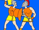 Disegno Lotta di gladiatori  pitturato su cristian