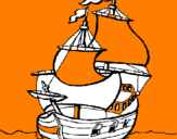Disegno Barca  pitturato su LEONARDO
