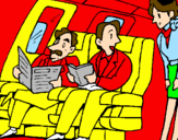 Disegno Passeggeri nell'aereo  pitturato su PITER PAN