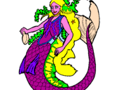 Disegno Sirena con una lunga chioma pitturato su francesca