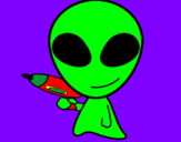 Disegno Alieno II pitturato su pirippopeppo